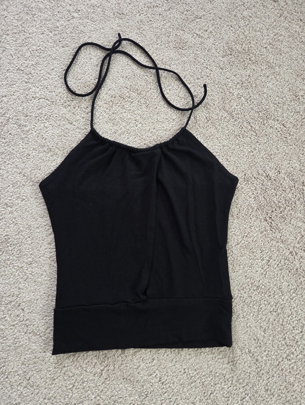 Key Hole Small Black Halter Neck Women's Tank Top